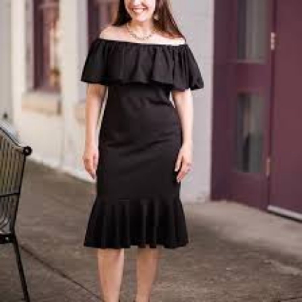 Elegant Off-Shoulder Black Dress